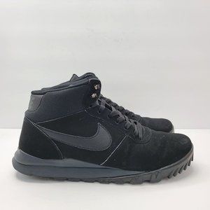 Nike Hoodland 2013 Men's Mids Suede Triple Black Shoes 654888-090 US Size 13